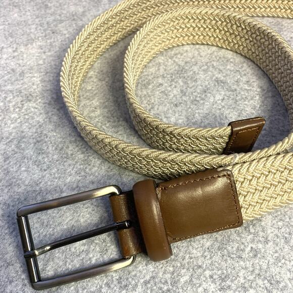 Classic Beige Mens Belt Stretch Elastic With Leather Stitched Ends Size XL 42/44 - Picture 2 of 5